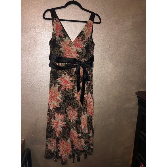 Evan Picone Boho Cottagecore Faux Wrap Empire Waist Surplice Cocktail Dress - Picture 4 of 10